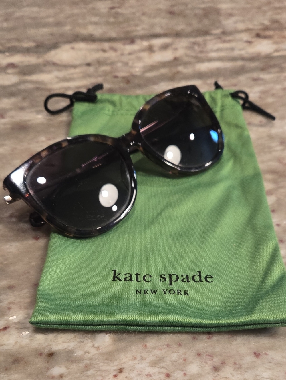 kate spade Tortoiseshell Square Sunglasses with Dark Lenses